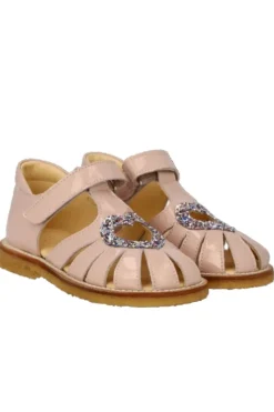 Angulus Anhjertesandal Med Funklende Glitter Hjerte 5186-202 | Barn Sandaler