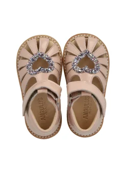 Angulus Anhjertesandal Med Glitter Og Velcrolukning 0572-102 | Barn Sandaler