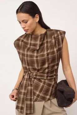 Dagnycc Check Pleat Top 500070