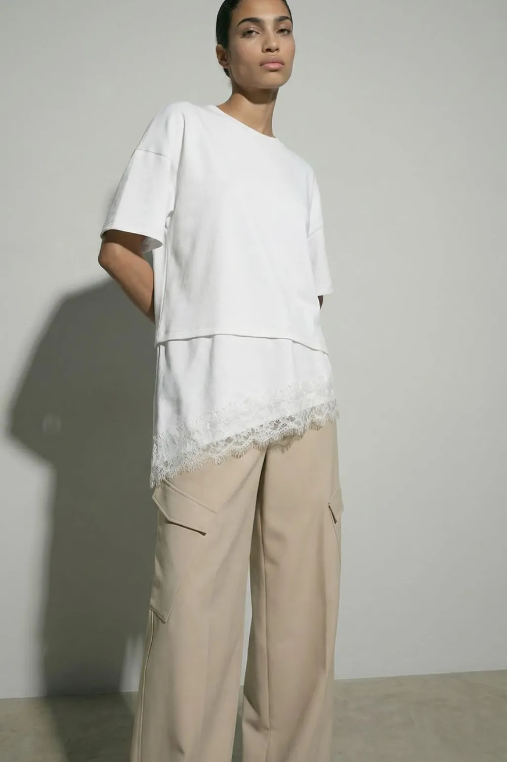 Hdkora Ss Boxy Layered Lace T-Shirt 32000847