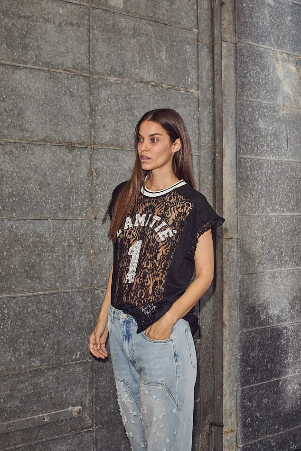 Hlafootball Lace Frill Top HL10124