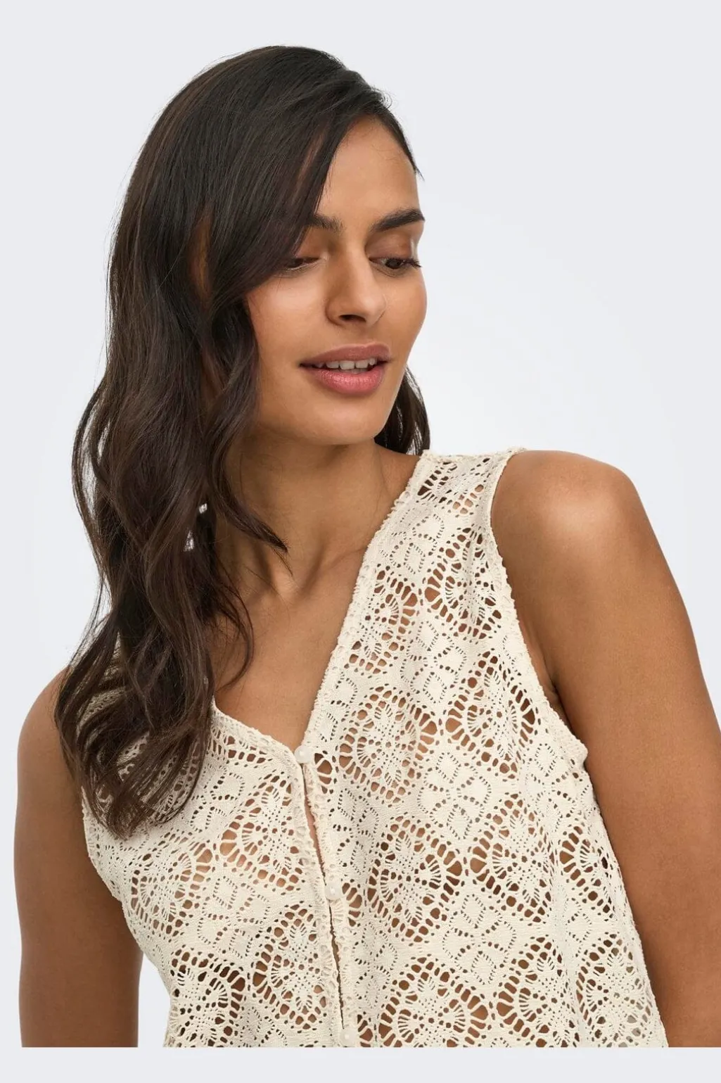 Jdyeva S/L V Neck Button Top Dia