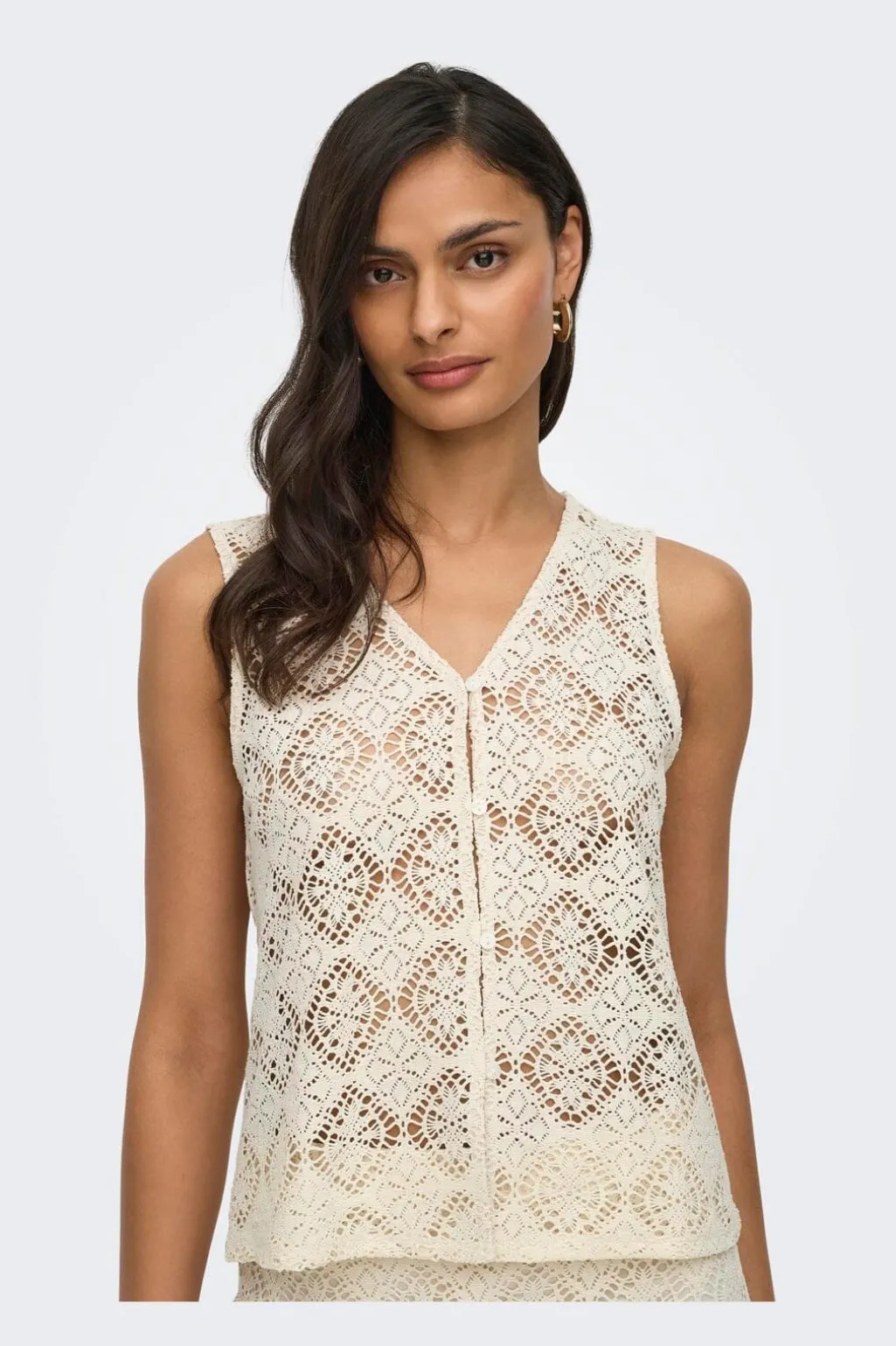 Jdyeva S/L V Neck Button Top Dia