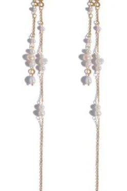 Mmdouble String Pearl Earring Long