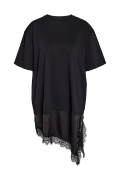 Nmfilla S/S Oversize Satin Lace T-Shirt