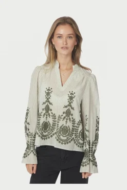 Neo Noir Nnamara Stripe Emb Blouse 163363 | Blusar & Skjortor