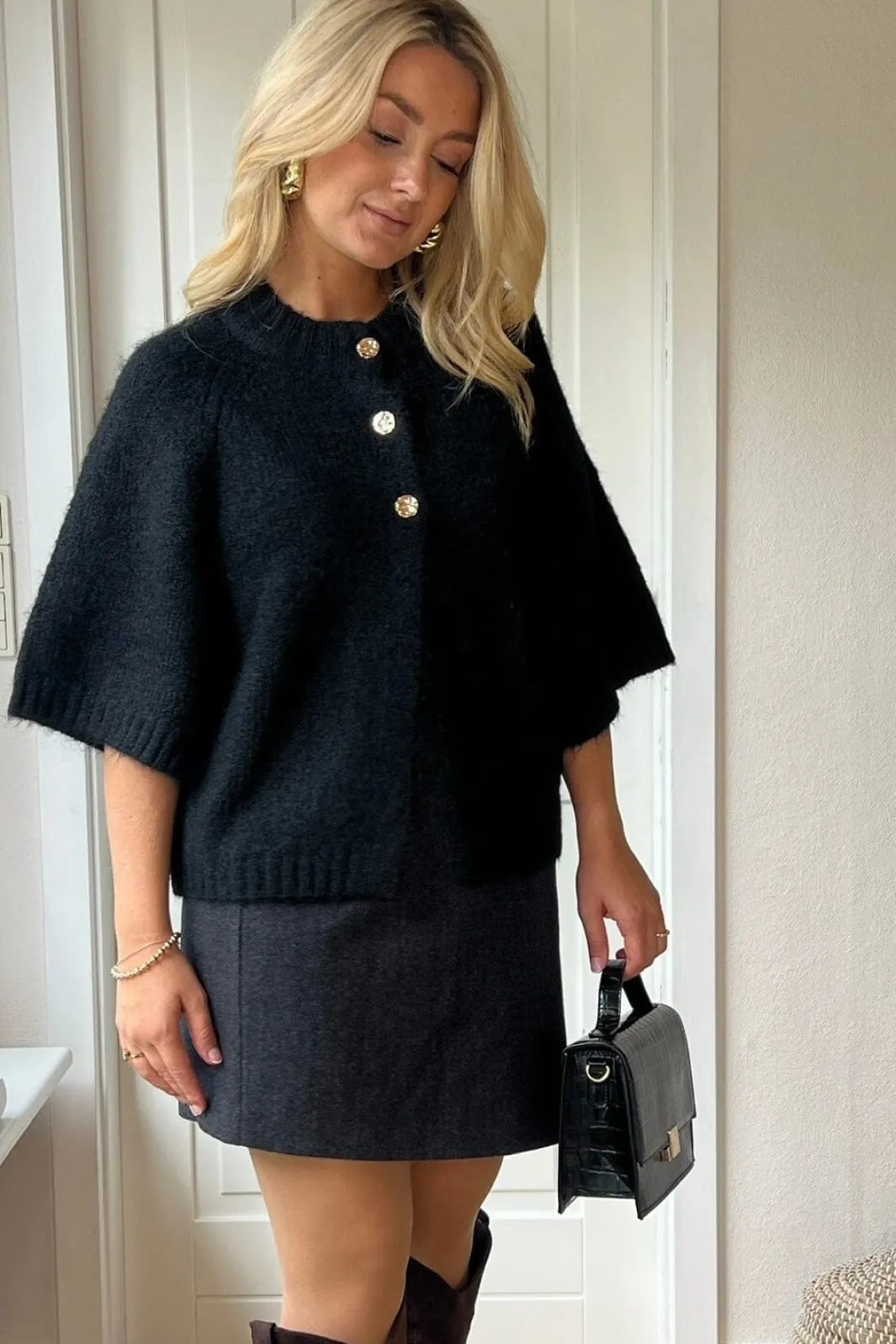 Neo Noir Nnbenuta Fluffy Knit Cardigan 165816 | Cardigans