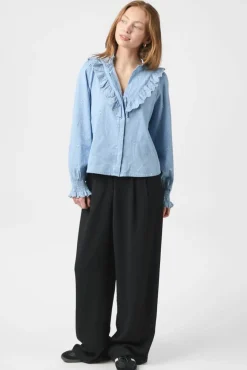 Neo Noir Nndegas Denim Blouse 166229 | Blusar & Skjortor
