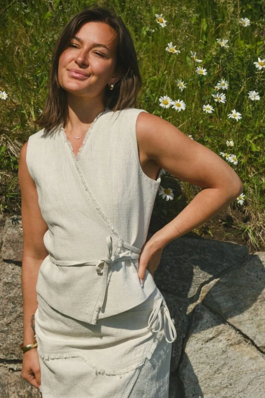 Nnfilora Ramie Wrap Waistcoat 166243
