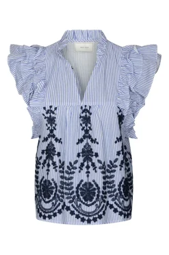 Neo Noir Nnjayla Stripe Embroidery Top 168997 | T-Shirts & Toppar