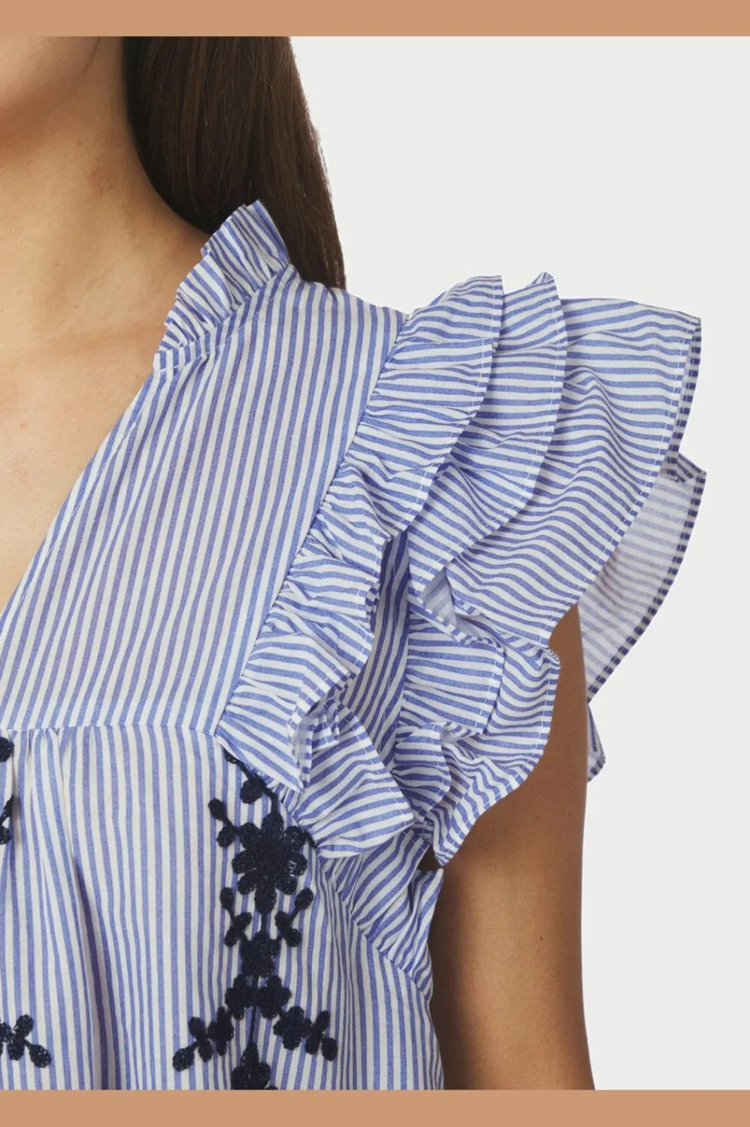 Neo Noir Nnjayla Stripe Embroidery Top 168997 | T-Shirts & Toppar
