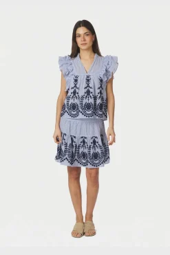 Neo Noir Nnjayla Stripe Embroidery Top 168997 | T-Shirts & Toppar