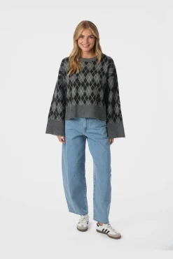 Nnkick Check Knit Blouse 165204