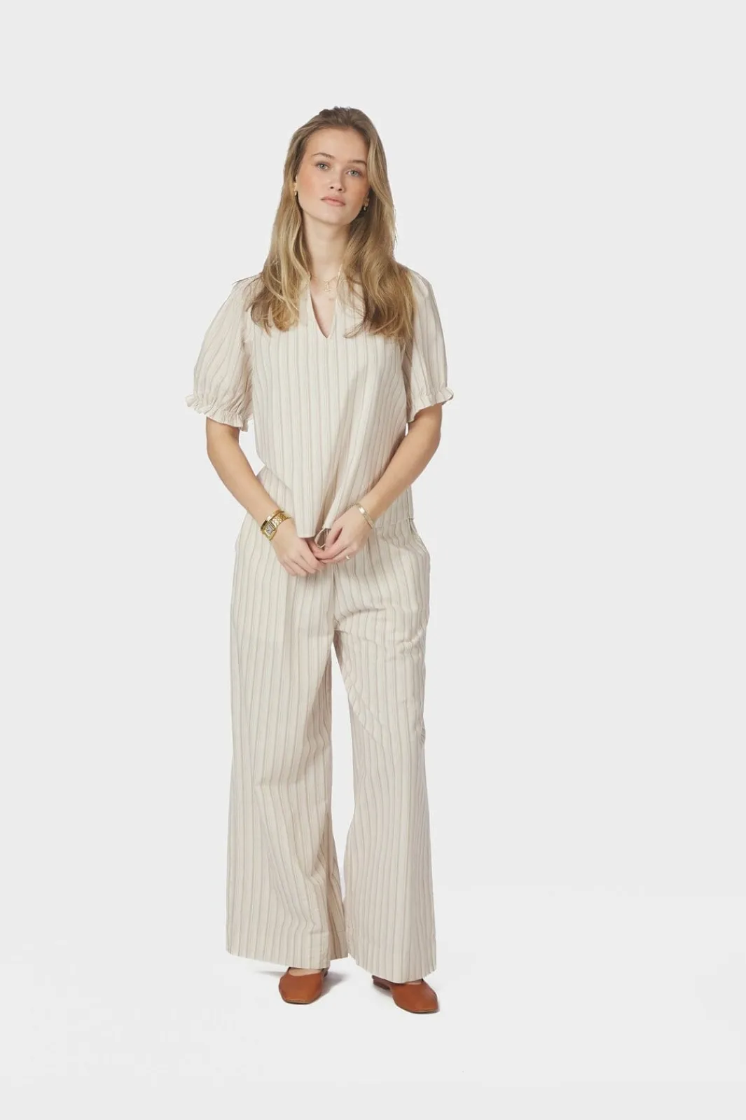 Neo Noir Nnodesa Linen Stripe Blouse 169338 | Blusar & Skjortor