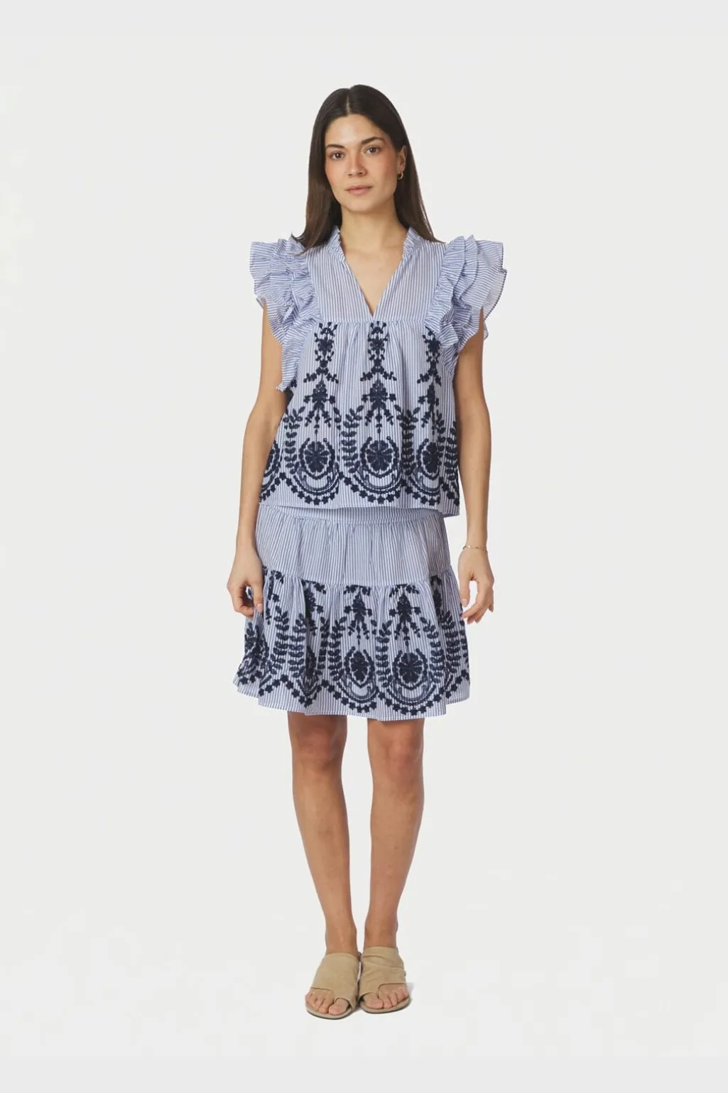 Nntarrow Stripe Embroidery Skirt 168998