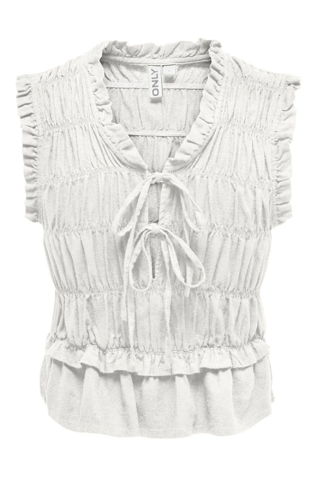 Onlgoa S/S Linen Bl Frill Top Cc