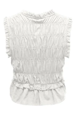 Onlgoa S/S Linen Bl Frill Top Cc
