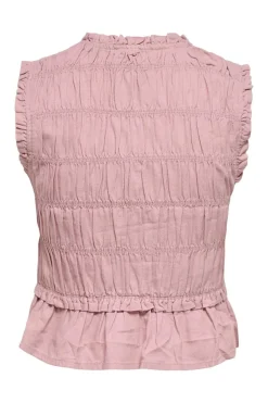 Onlgoa S/S Linen Bl Frill Top Cc
