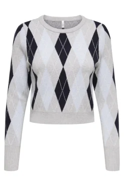 Onlibi Ls Check O-Neck Cc Knt