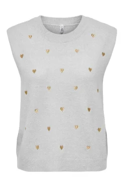 Only Oneody Ebroidery O-Neck Knt | Västar