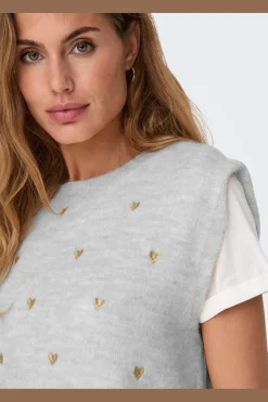 Only Oneody Ebroidery O-Neck Knt | Västar