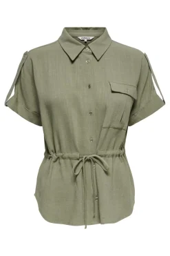 Onlsiesta S/S Linen Bl Utility Shirt