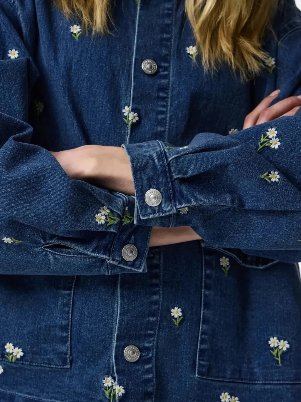 Pcflora Ls Denim Emb Shirt