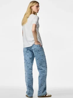 Pcflora Straight Emb Jeans