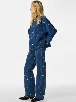 Pcflora Straight Emb Jeans