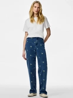 Pcflora Straight Emb Jeans