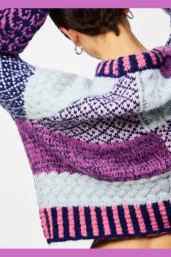 Pcfusion Ls O-Neck Colorblock Knit