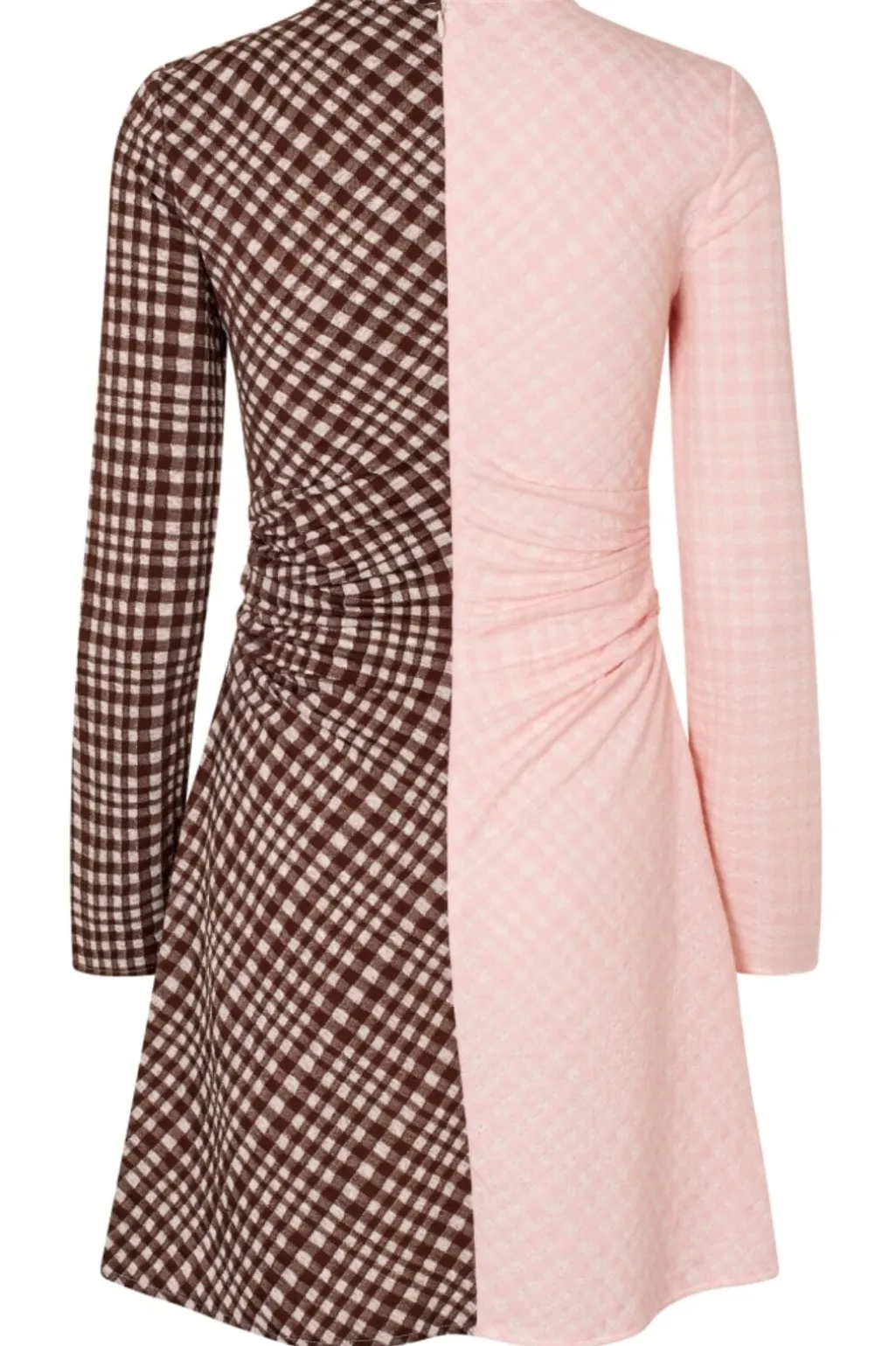 Sg2118 Checkered Jersey, Ruched Waist Short Dresssg-aw25-d157-2118