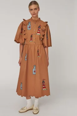 Snembroidered Midi Dress With Scallopseb61-4430