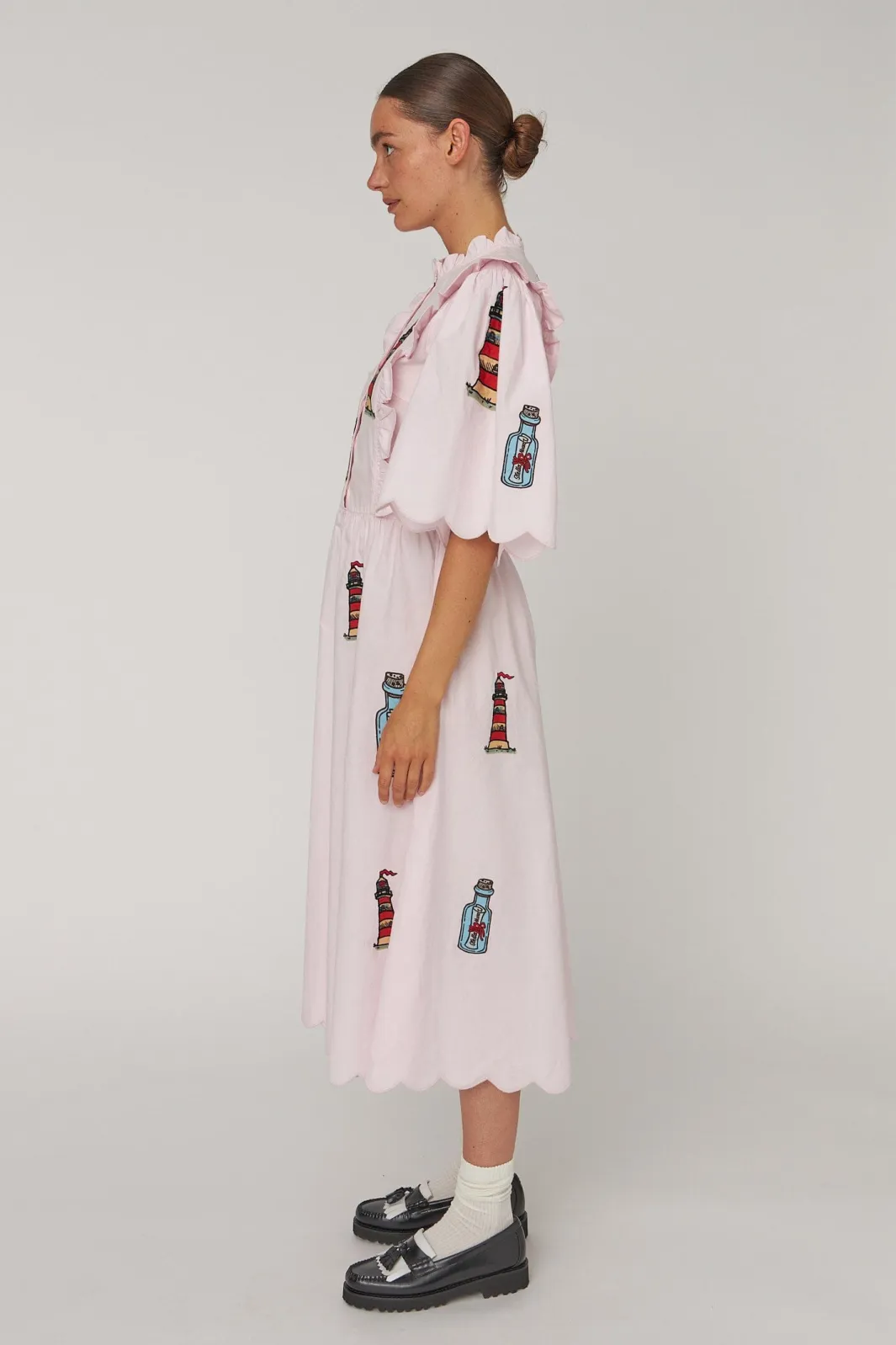 Stella Nova Snembroidered Midi Dress With Scallopseb61-4430 | Klänningar