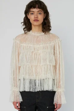 Stella Nova Snsheer Frill Lace Blousels54-2504 | Blusar & Skjortor