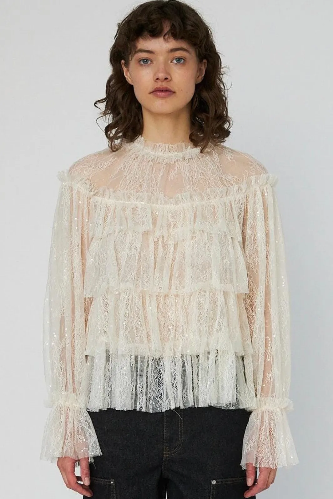 Stella Nova Snsheer Frill Lace Blousels54-2504 | Blusar & Skjortor