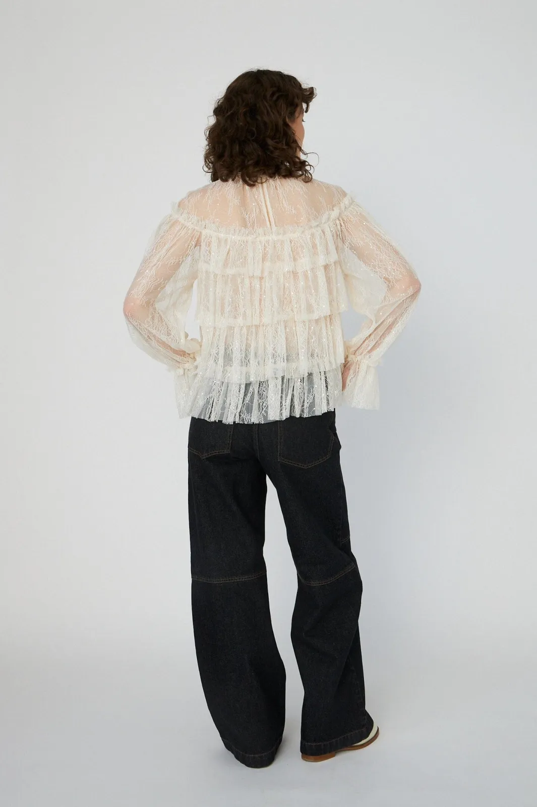 Stella Nova Snsheer Frill Lace Blousels54-2504 | Blusar & Skjortor