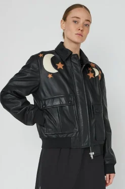 Snstarlight Leather Bomber Jacketsl54-7328
