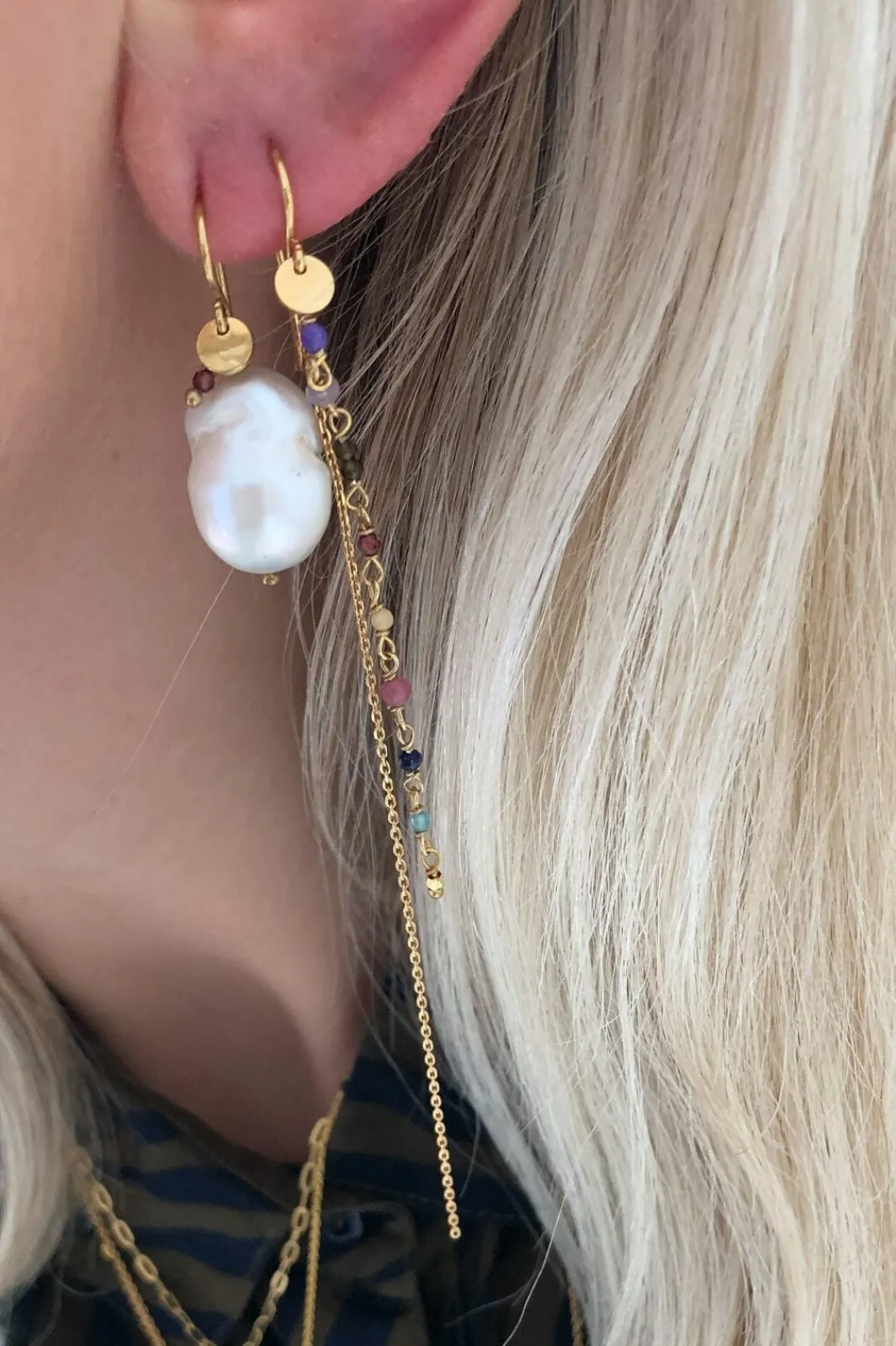Stine A Stbaroque Pearl Earring With Gemstone | Örhängen