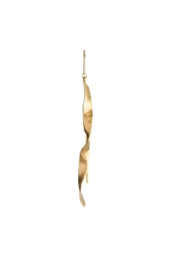 Stlong Twisted Hammered Earring With Chain Goldenen