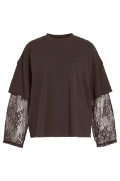 Viabia L/S Lace Sleeve T-Shirt