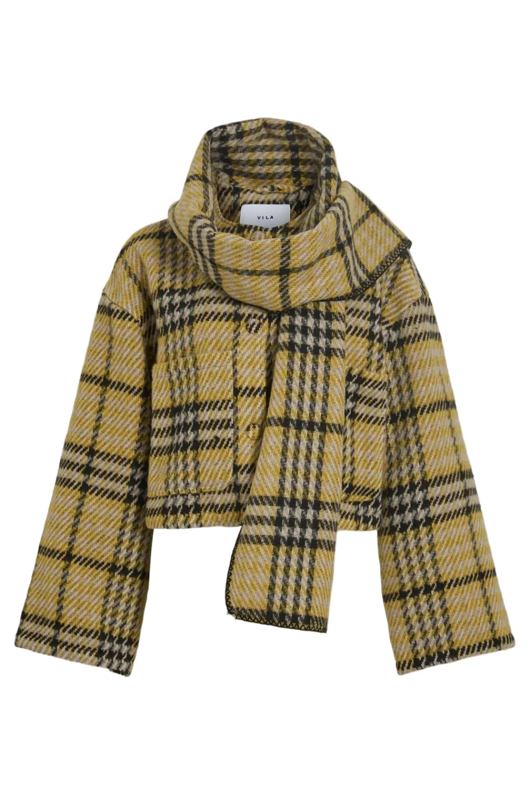 Vila Viamika L/S Checked W. Scarf Jacket /Otw | Halsdukar