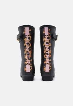 Hunter Womens Original Short Leopard Backstrap Hfrw0005261blk | Gummistövlar