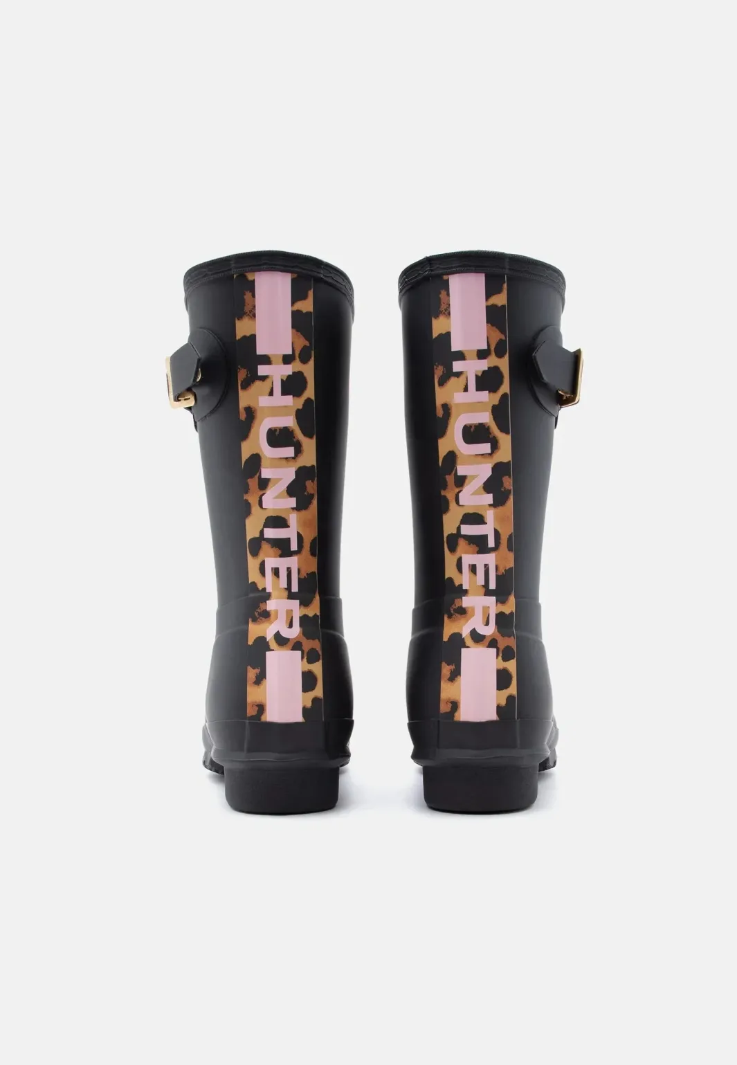 Hunter Womens Original Short Leopard Backstrap Hfrw0005261blk | Gummistövlar