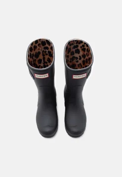 Hunter Womens Original Short Leopard Backstrap Hfrw0005261blk | Gummistövlar