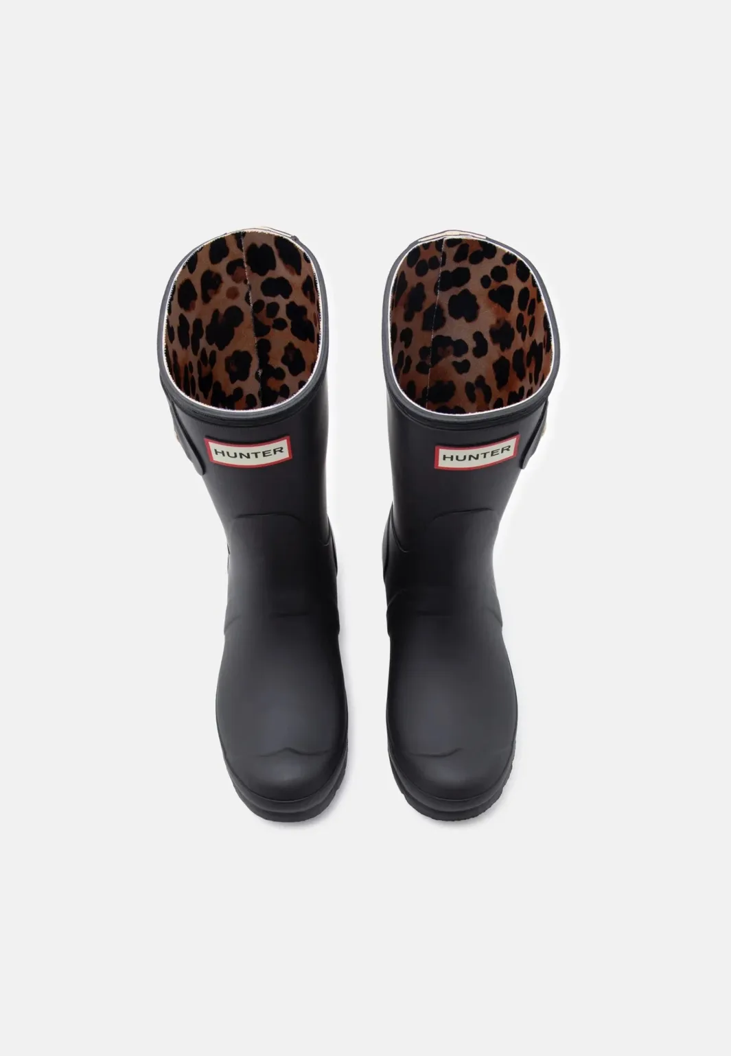 Hunter Womens Original Short Leopard Backstrap Hfrw0005261blk | Gummistövlar