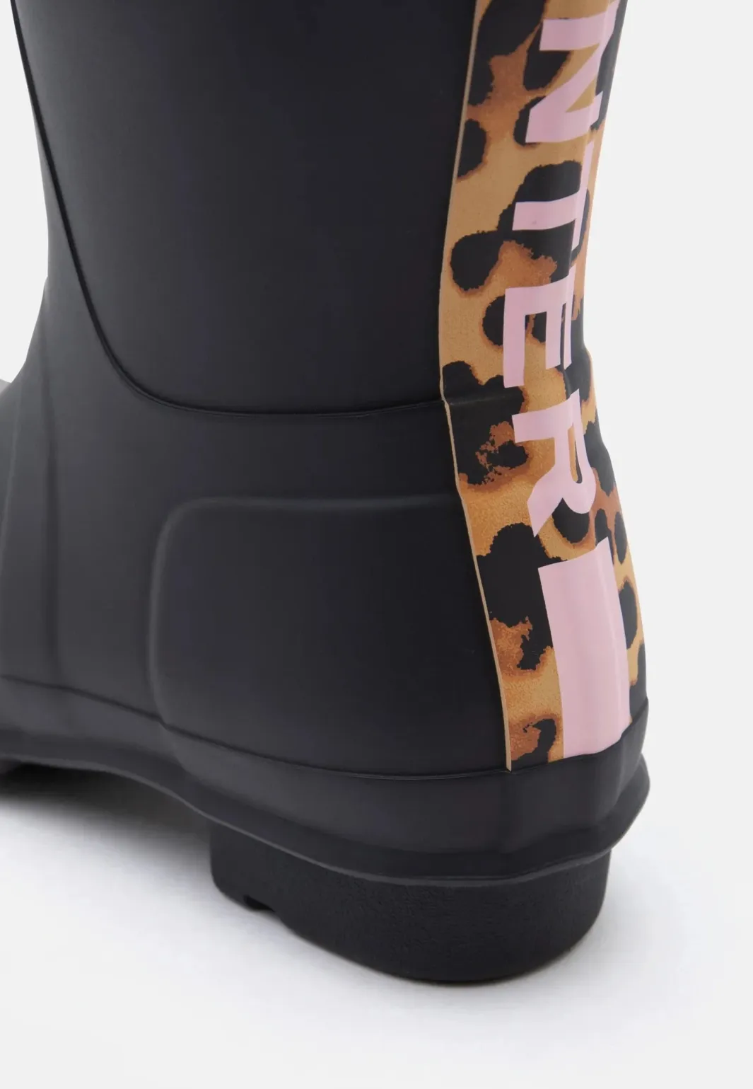 Hunter Womens Original Short Leopard Backstrap Hfrw0005261blk | Gummistövlar