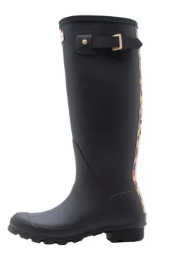 Hunter Womens Original Tall Leopard Backstrap Hfrw0004261blk | Gummistövlar