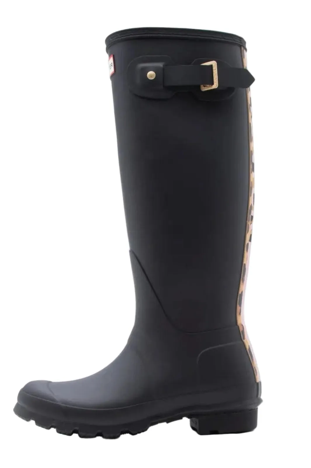 Hunter Womens Original Tall Leopard Backstrap Hfrw0004261blk | Gummistövlar