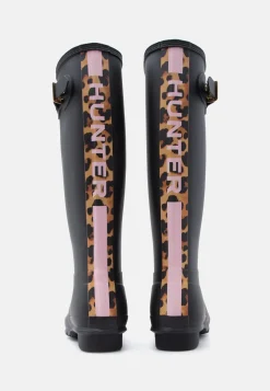 Hunter Womens Original Tall Leopard Backstrap Hfrw0004261blk | Gummistövlar